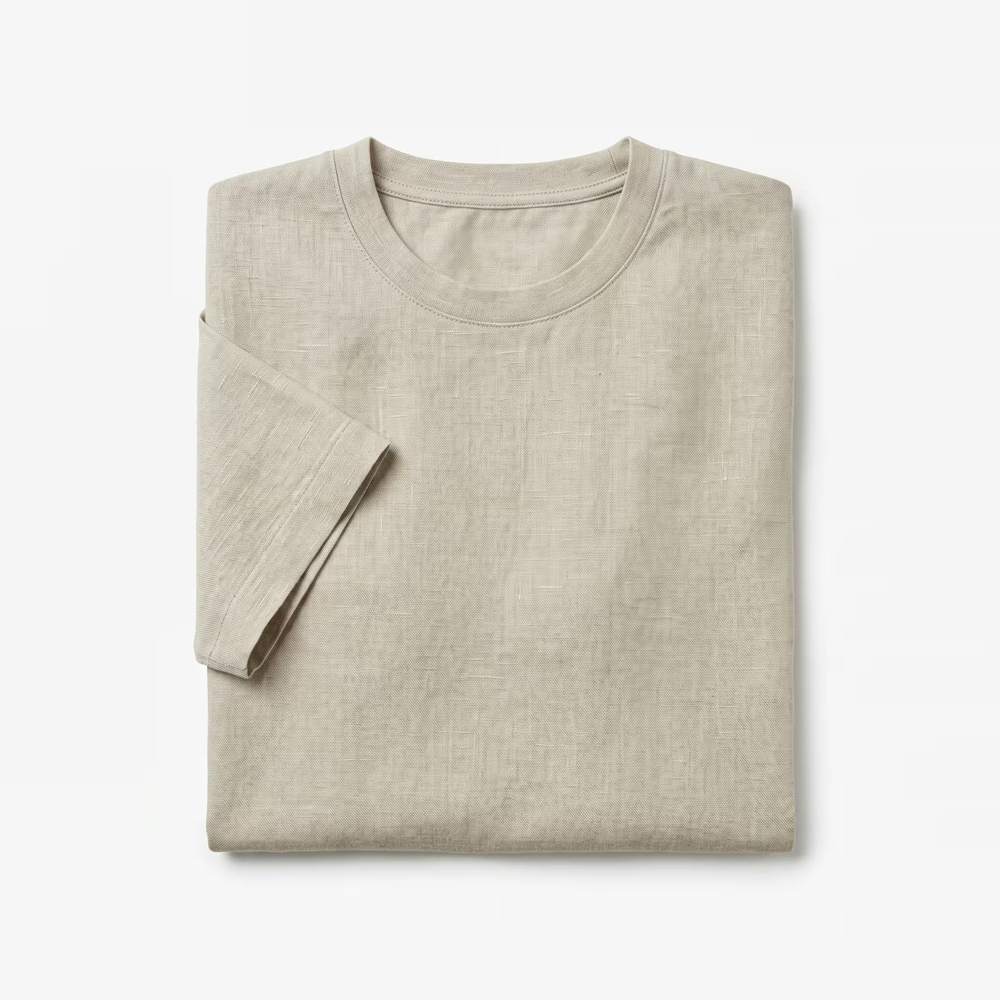 Basic Linen Crew Neck T-Shirt